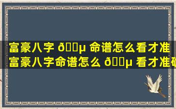 富豪八字 🐵 命谱怎么看才准（富豪八字命谱怎么 🐵 看才准确）